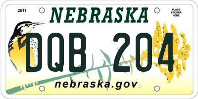 NE license plate DQB204