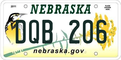 NE license plate DQB206