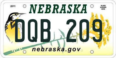 NE license plate DQB209