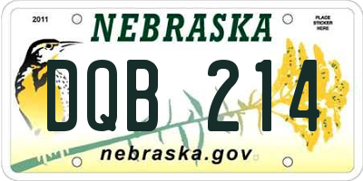 NE license plate DQB214