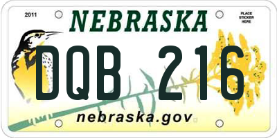 NE license plate DQB216