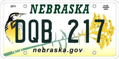 NE license plate DQB217