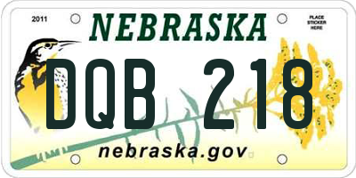 NE license plate DQB218