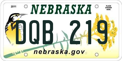 NE license plate DQB219