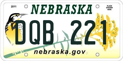 NE license plate DQB221