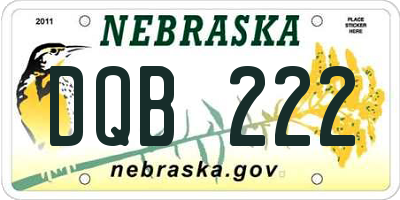 NE license plate DQB222