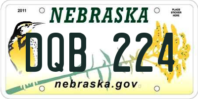 NE license plate DQB224