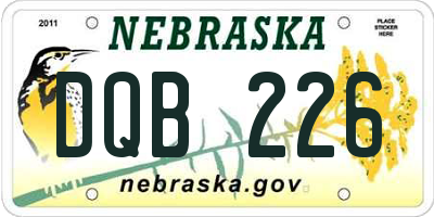 NE license plate DQB226