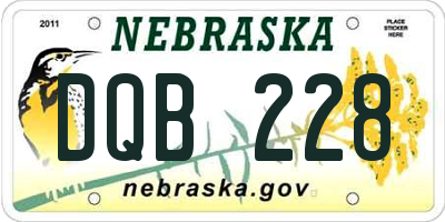 NE license plate DQB228