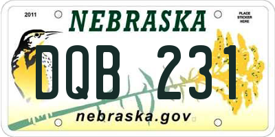 NE license plate DQB231