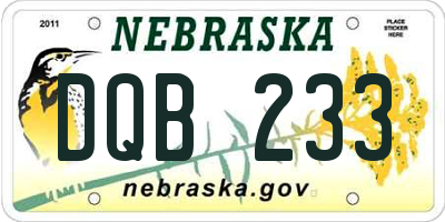 NE license plate DQB233