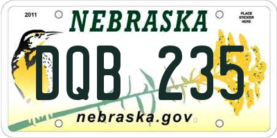 NE license plate DQB235