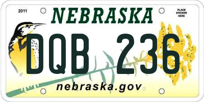 NE license plate DQB236