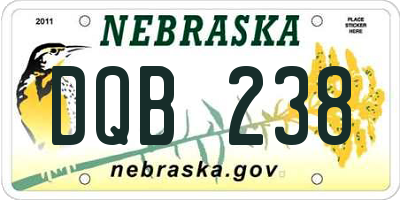 NE license plate DQB238