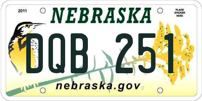 NE license plate DQB251