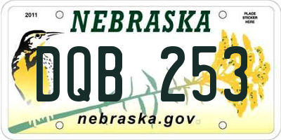 NE license plate DQB253