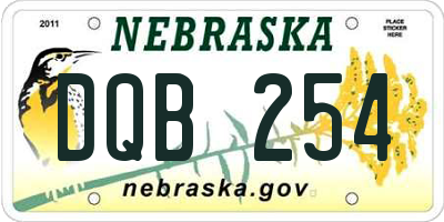 NE license plate DQB254