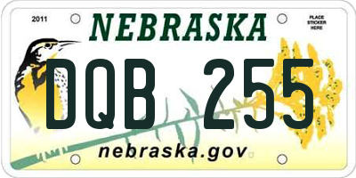 NE license plate DQB255