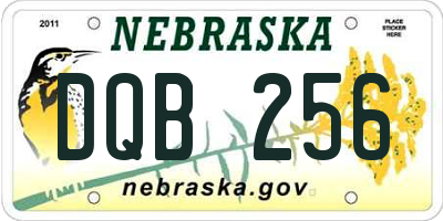 NE license plate DQB256