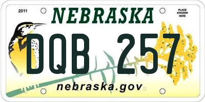 NE license plate DQB257