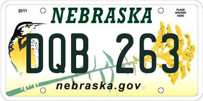 NE license plate DQB263