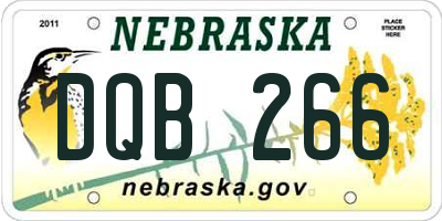 NE license plate DQB266