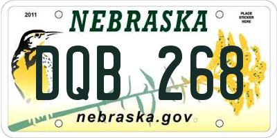 NE license plate DQB268