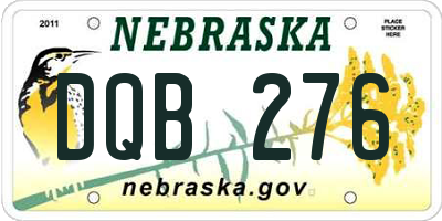 NE license plate DQB276