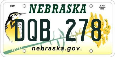 NE license plate DQB278