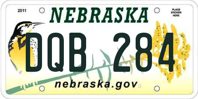 NE license plate DQB284