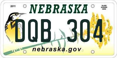 NE license plate DQB304