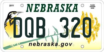 NE license plate DQB320