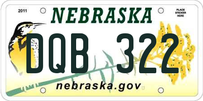 NE license plate DQB322