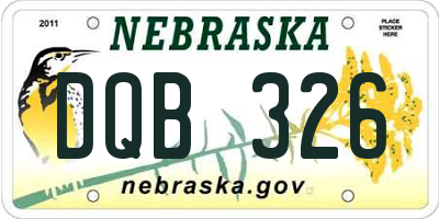 NE license plate DQB326