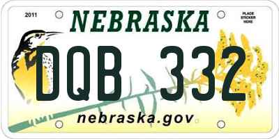 NE license plate DQB332