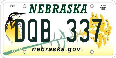 NE license plate DQB337