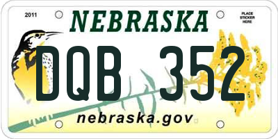 NE license plate DQB352