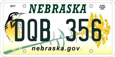 NE license plate DQB356