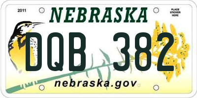 NE license plate DQB382