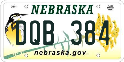 NE license plate DQB384