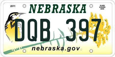 NE license plate DQB397