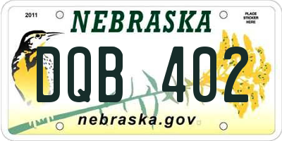 NE license plate DQB402