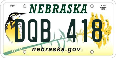 NE license plate DQB418