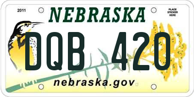 NE license plate DQB420