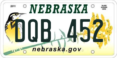 NE license plate DQB452