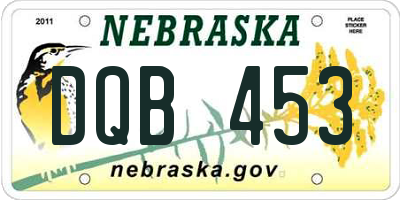 NE license plate DQB453
