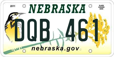 NE license plate DQB461