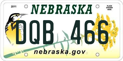 NE license plate DQB466