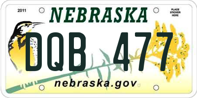 NE license plate DQB477