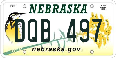 NE license plate DQB497